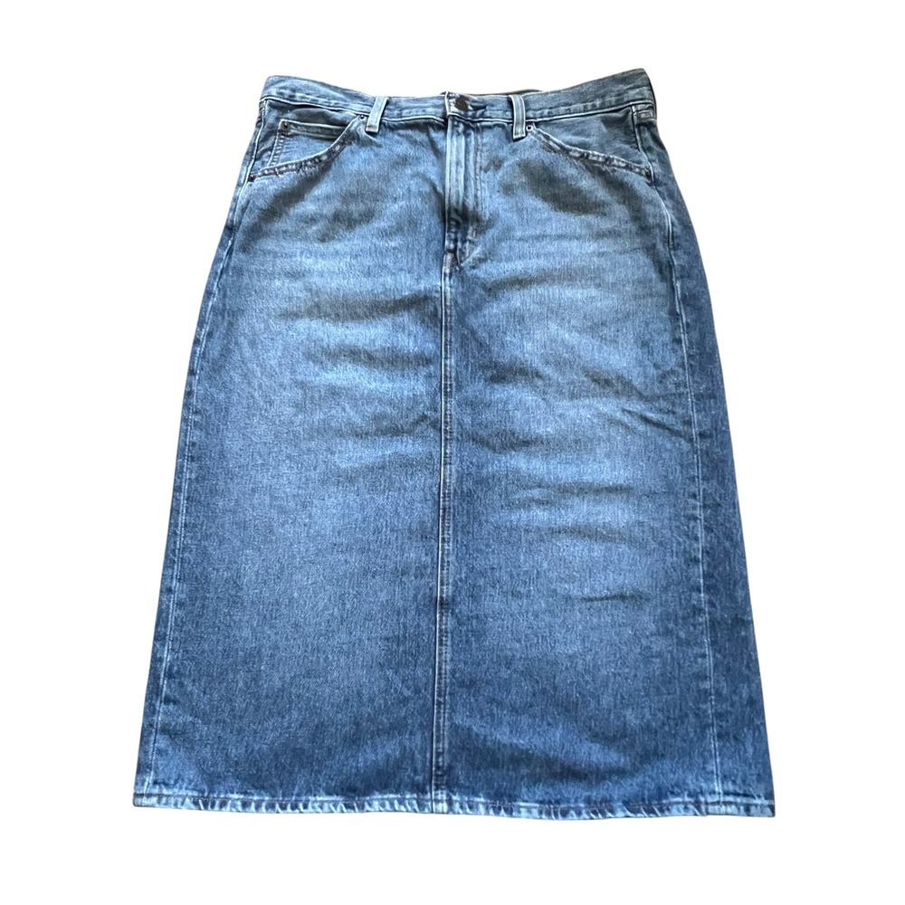 Levi's High Rise Back Slit Denim Midi Skirt Meadow W31 EUC Vintage 90s Aesthetic